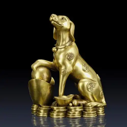 纯铜狗招财狗工艺品家居客厅装饰品生肖狗摆件旺财旺家乔迁礼品狗