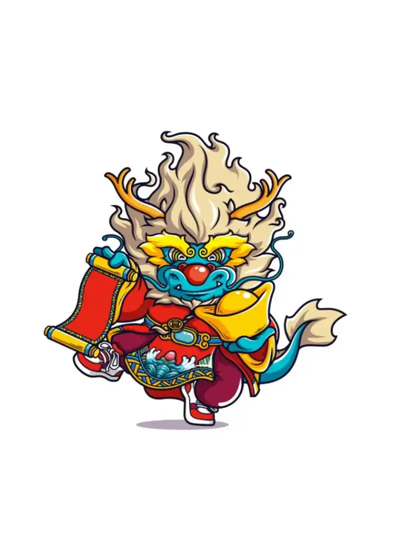 国潮神兽青龙,q版龙卡通形象原创吉祥物设  瑞兽系列-龙 这次尝试了一