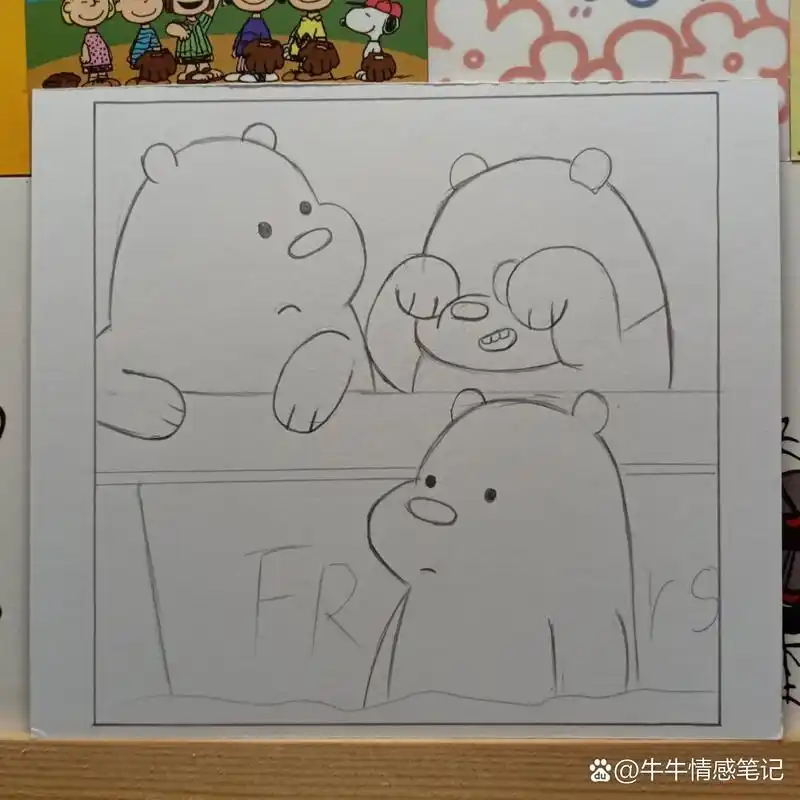 马克笔手绘77757877三只裸熊 简笔画教程 三只裸熊