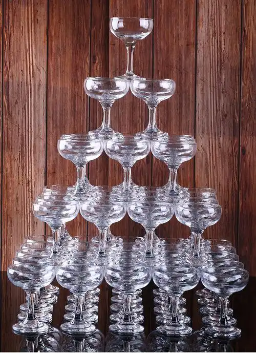 r1005香槟杯 婚庆用品叠塔酒杯开业派对庆祝造型宽口香槟塔