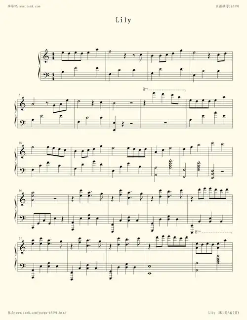 钢琴谱:lily(5级弹奏版)