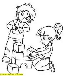 11张幼儿园表演做游戏读书上课卡通涂色简笔画