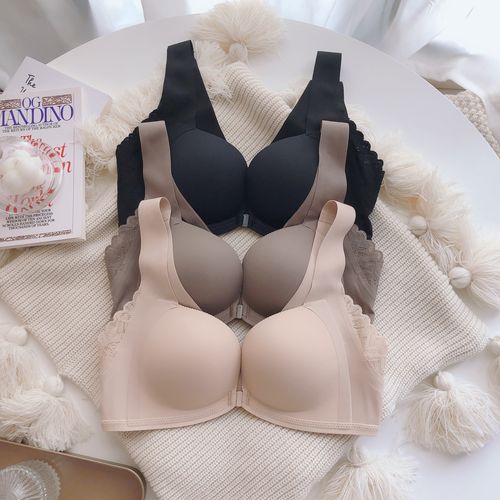 新款黛安芬文胸日本轻木棉舒适无钢圈无痕前扣小胸聚拢不空杯内衣