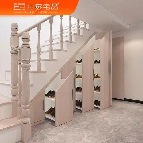 原创新款设计私人定制楼梯下鞋柜衣柜创意橡木推拉强储物柜可伸缩