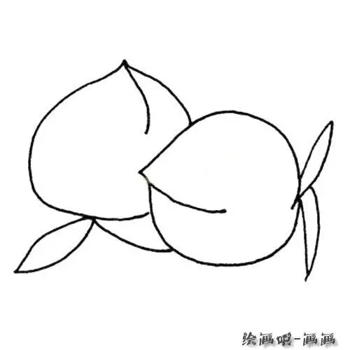 两颗桃子的画法简笔画