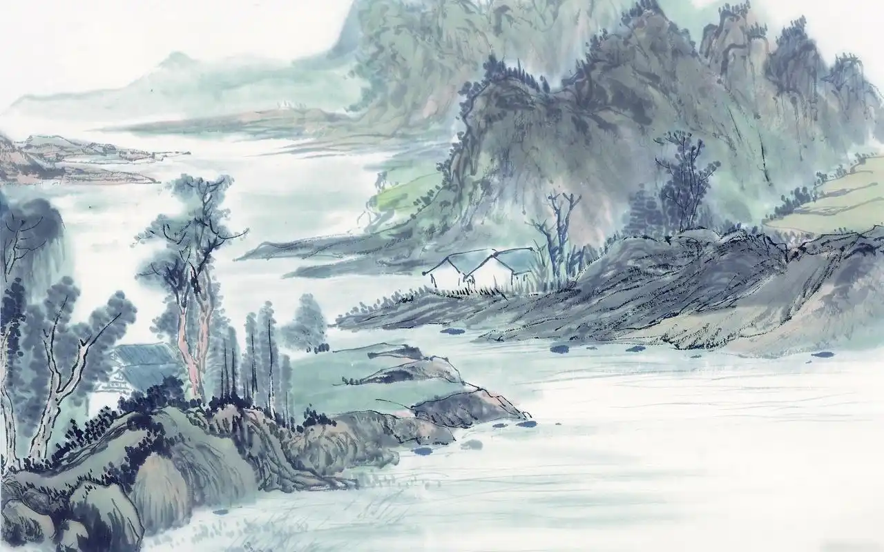 首页 桌面壁纸 风景壁纸 唯美山水水墨画高清桌面壁纸1920_1200手机