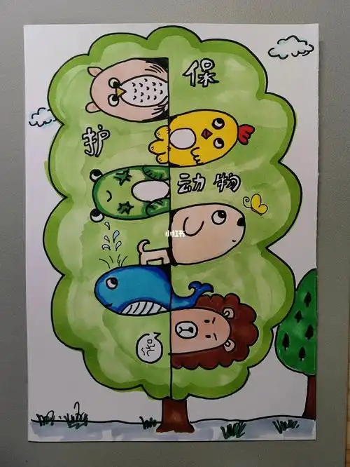 低幼版本的作业随手画画就好#保护动物  #幼儿园手工  #养娃费妈