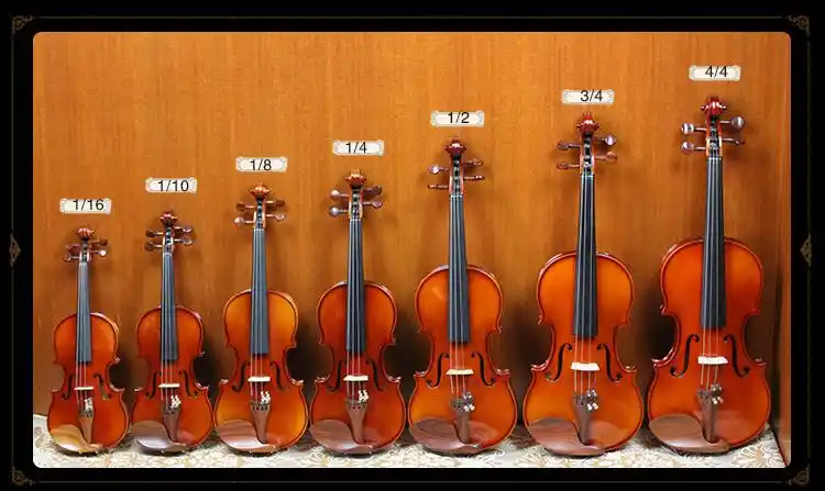 小提琴的尺寸由1/16~4/4一共8个尺寸(其中有7/8比较特殊的女式琴也叫