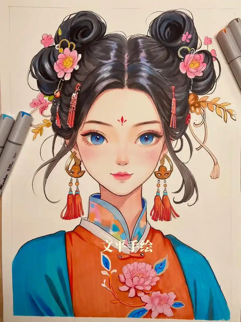 手绘古风马克笔人物步骤分享.