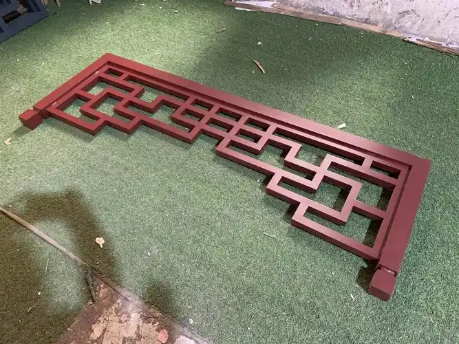 仿古铝窗花中式木纹铝挂落浮雕铝格栅屏风隔断定制