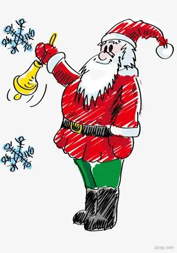 手拿摇铃的手绘圣诞老人