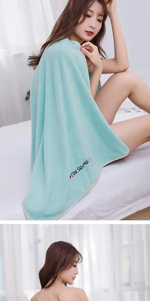 浴巾女成人比纯棉吸水家用大毛巾男女学生情侣款洗澡裹胸韩版一对比心
