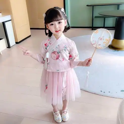 女童汉服夏季新款女宝宝襦裙小女孩改良旗袍儿童春秋复古超仙唐装