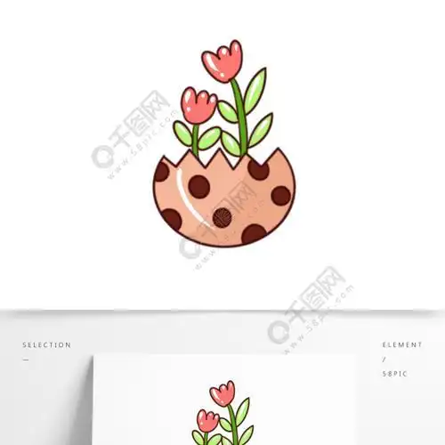 手绘植物卡通简笔画小盆栽