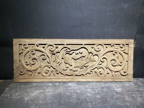 木雕清代浮雕金鱼水草纹老一块物件古玩古董通花板