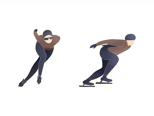 灰色冬奥会插画滑冰运动员滑冰姿态奥运竞技png素材元素