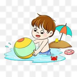 游泳圈卡通手绘