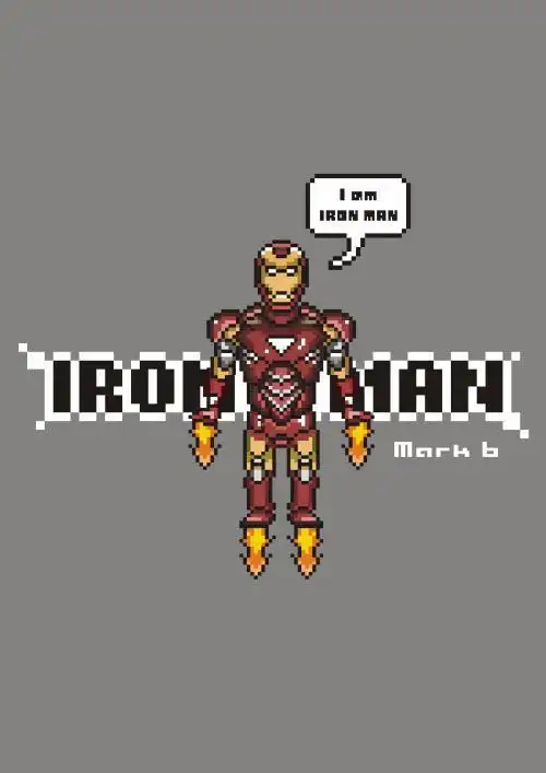 网格本手绘简笔画像素钢铁侠