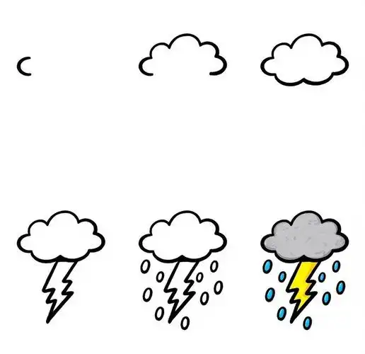 🌩️风雨雷电简笔画⚡