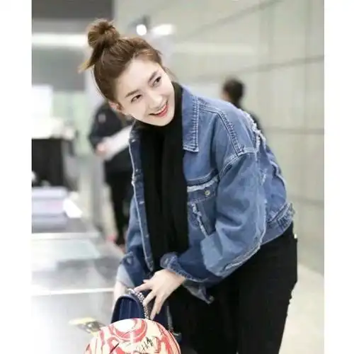 韩国代购新款江疏影明星同款牛仔外套女短款百搭小清新夹克上衣