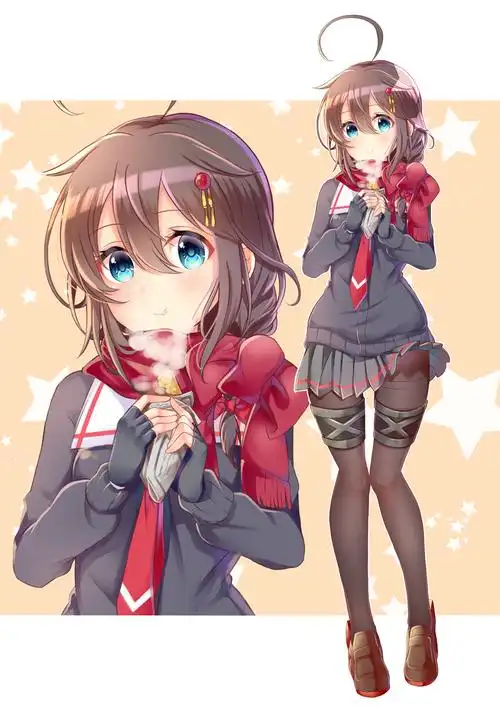 二次元 少女 围巾 冬日