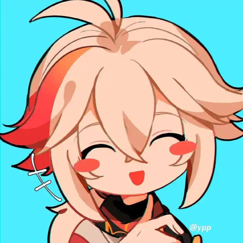 画了魈荧叶比心头像!快艾特你的cp换情头吧(狗头 #原神 # - 抖音