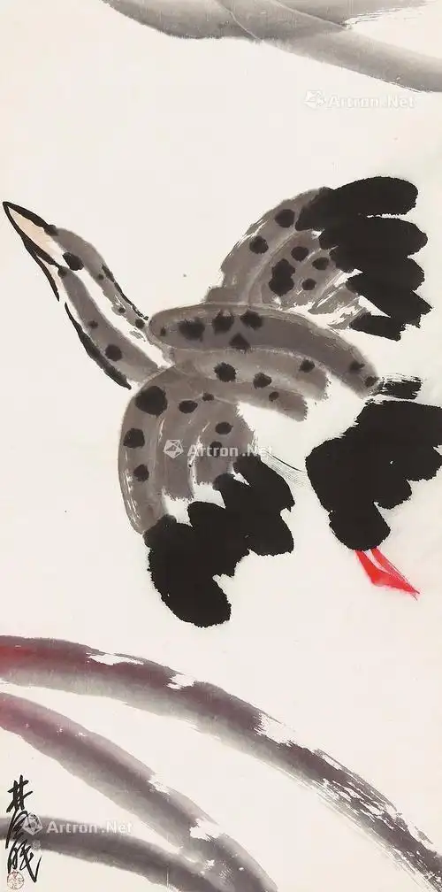 1464大雁镜心设色纸本