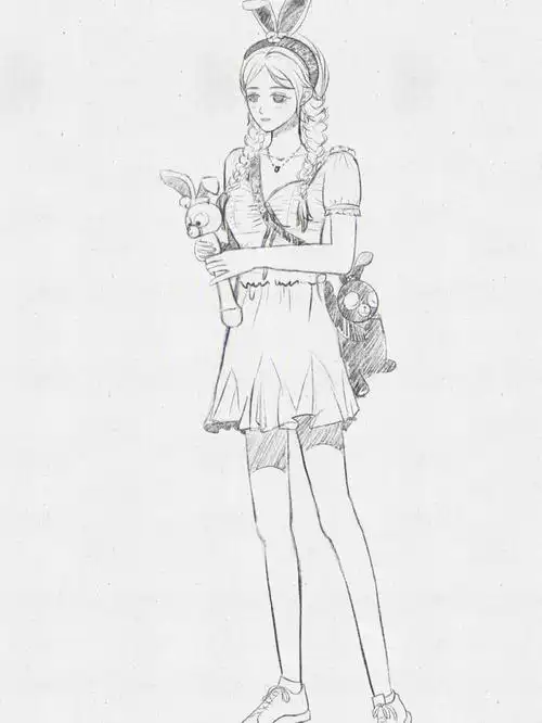 全身速涂练习甜美女孩