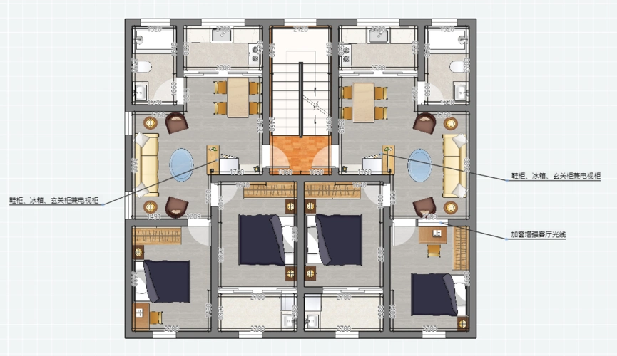 出租房户型优化改造,两个小户型合成一个.