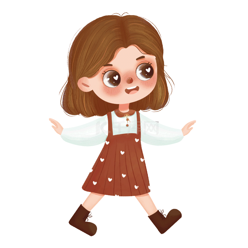 可爱女孩走路卡通动图gif