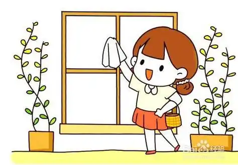 和爸爸妈妈一起擦玻璃简笔画