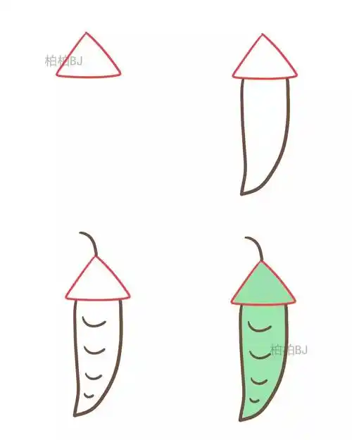 三角形简笔画植物瓜果蔬菜篇
