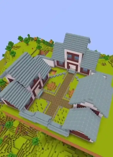 迷你世界速建山顶豪华四合院,好漂亮的样子!