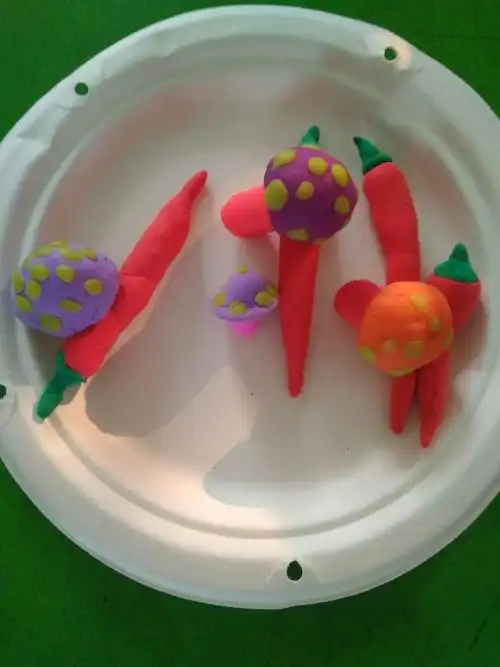 苏王幼儿园大一班自制彩泥《蘑菇炒辣椒》