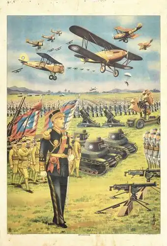 民国二十六年(1937年)《蒋委员长抗战阅兵典礼》大型彩色宣传画一张