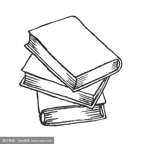 堆叠的书素描.手绘书.向量