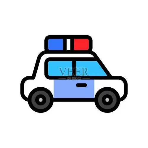 交通警车可编辑轮廓图标平面设计插画图片素材