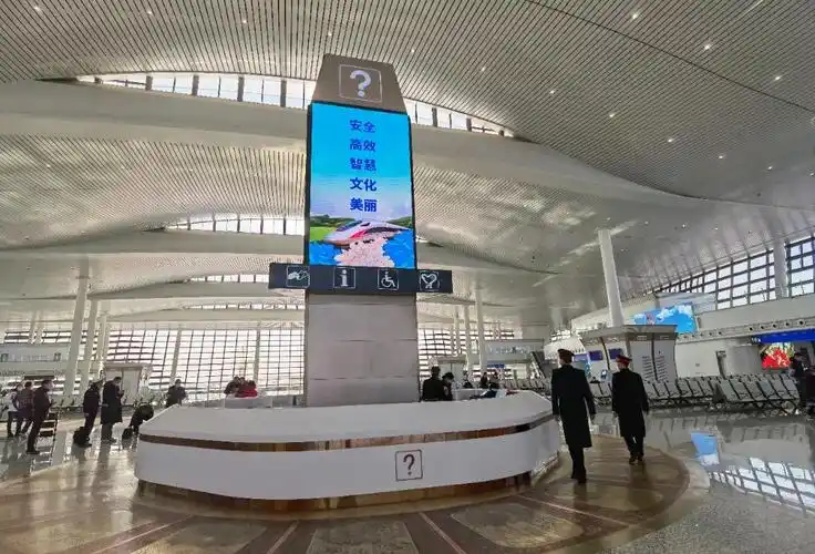 形式各异的牡丹元素菏泽东站站房内一