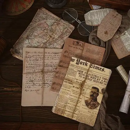 复古手帐素材纸英文报纸地图摄影背景纸装饰手账拼贴打底纸无粘性