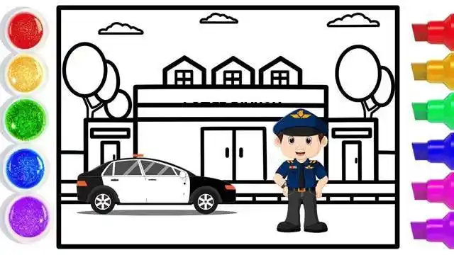 警察局简笔画 警察局简笔画图片彩色