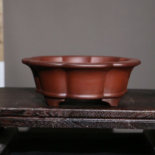 紫砂花盆手工收藏大盆盆栽日式日本莲花形棱花盆