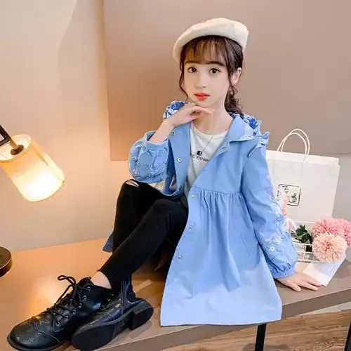 秋款外套9岁女孩洋气12少女生上衣8中童10秋天长款风衣7秋装6风衣童