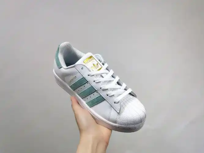 adidas 三叶草 superstar 贝壳头头层皮 超软蓝底情侣运动小白鞋板鞋