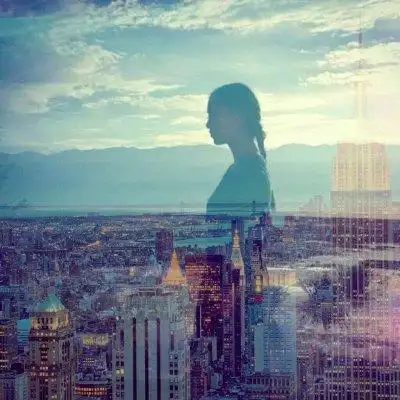 重影头像女 高清唯美的双重影透明女生头像图片