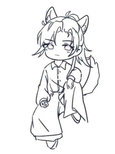 动作参考:三分妄想#三分妄想   #板绘   #q版人物   #墨燃   #线稿