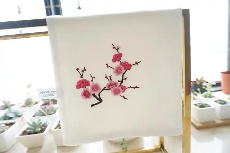 mtiny原创丝双层苏绣手帕纯手工绣花手绢梅兰竹中国风图案送礼盒