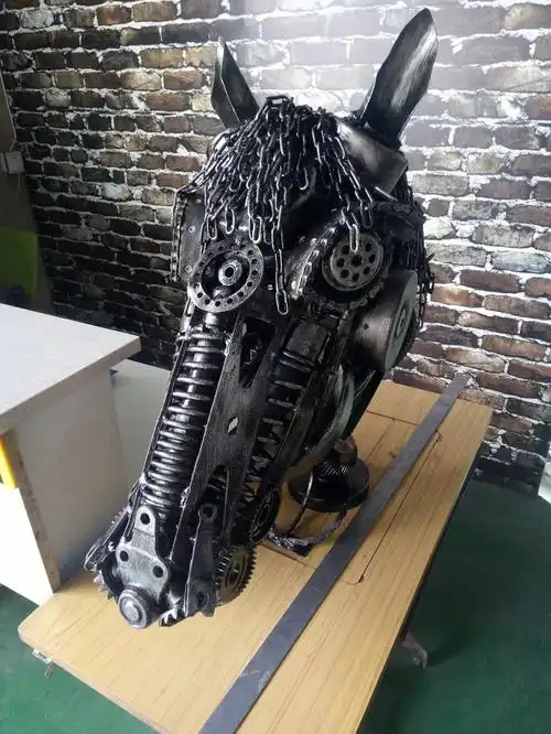 马头 铁艺雕塑重金属朋克风|手工艺|工艺品设计|zhinanzhen_原创作品-