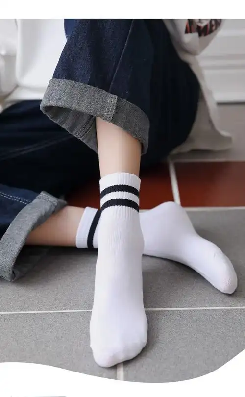 白色袜子女中筒ins潮运动袜日系韩国春秋冬款秋天小雏菊长袜子 雏菊