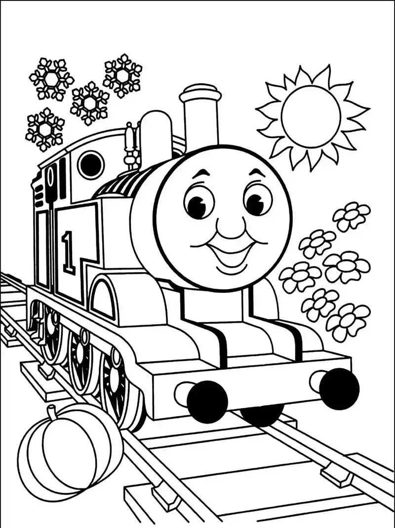 托马斯小火车简笔画,线稿,涂色 - 抖音