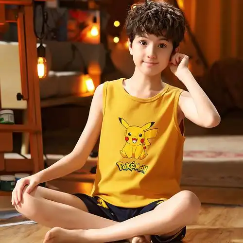 夏季男童背心纯棉薄款睡衣8-10-12-15岁男孩中大无袖背心吊带